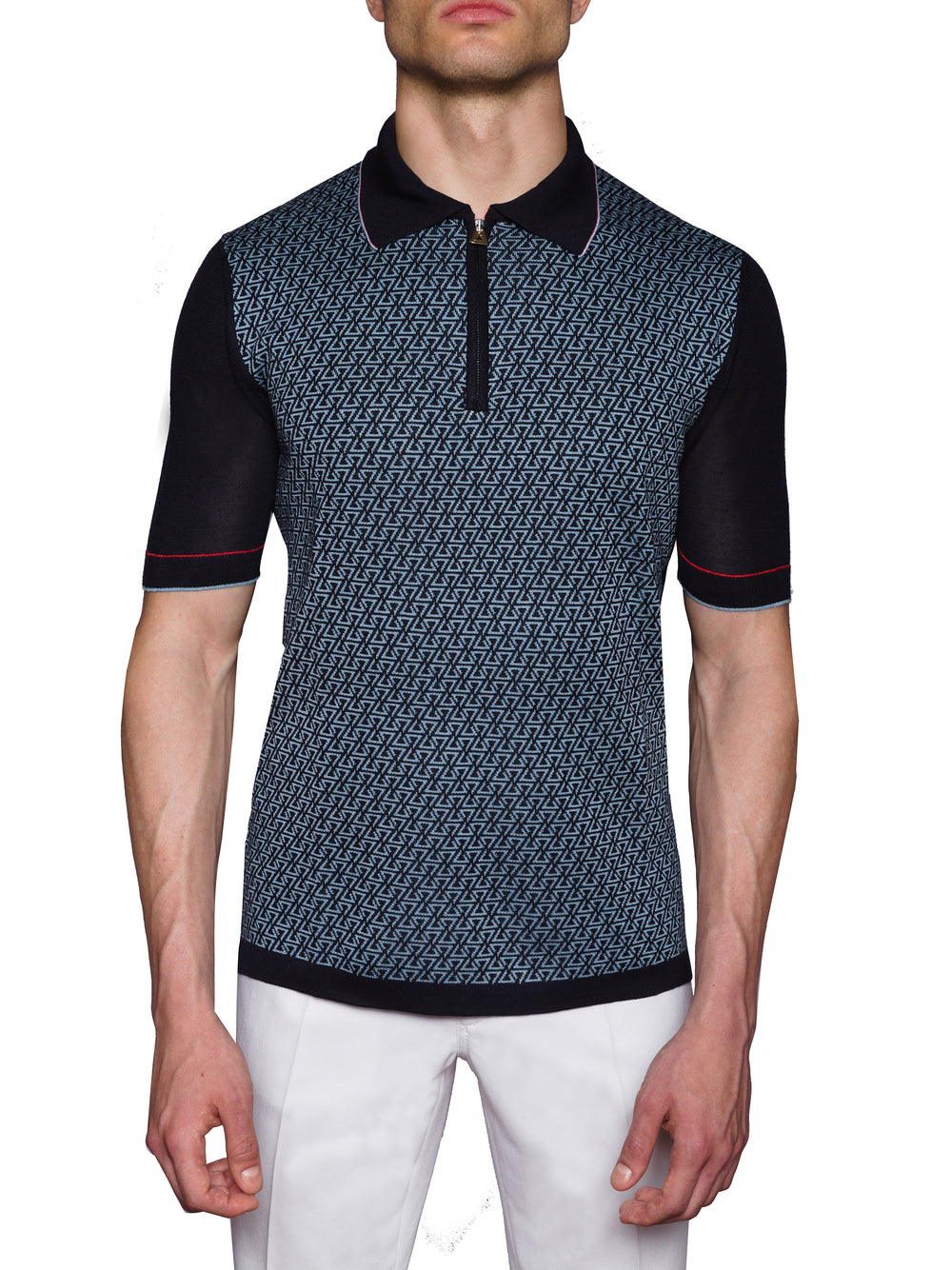 Desert Rose Silk jacquard zip Polo