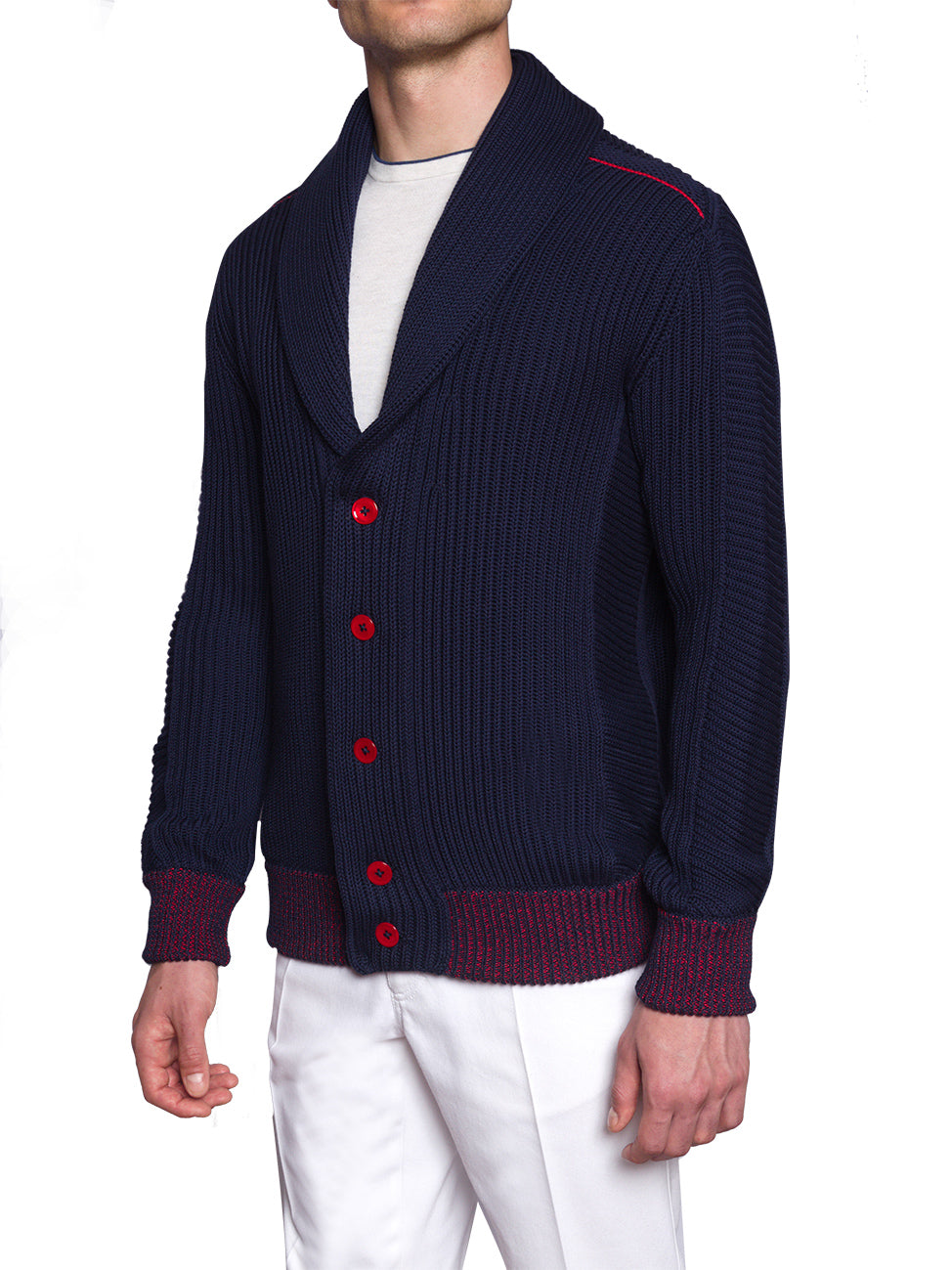 Sunrise Fisherman Cardigan in Vicuna and Sea Island Cotton