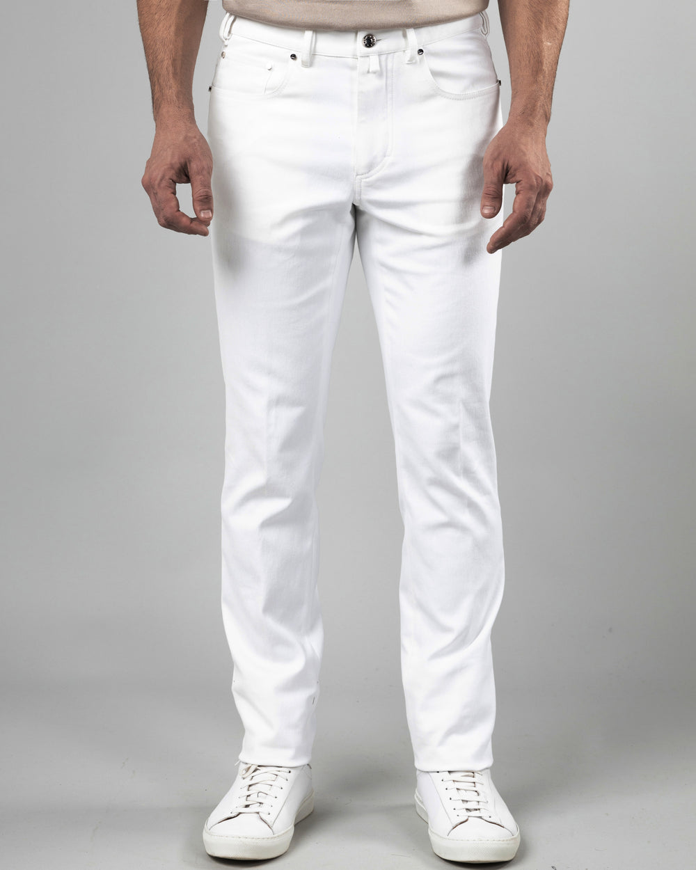Cedar Five-pocket Cotton Trousers, White