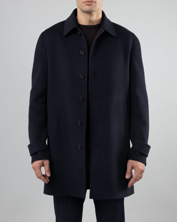 Cortina Cashmere Coat, Dark Blue/Dark Brown