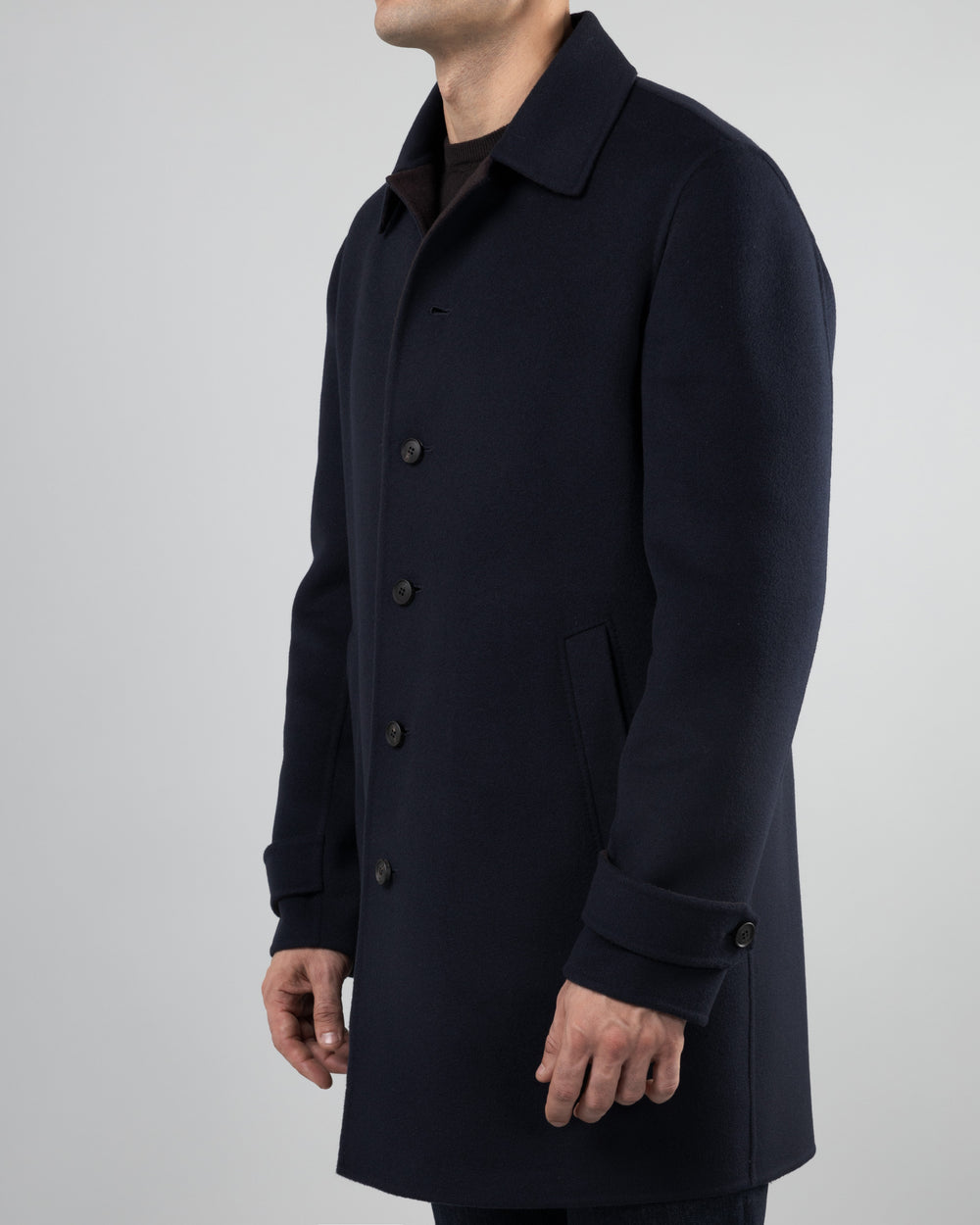 Cortina Cashmere Coat, Dark Blue/Dark Brown