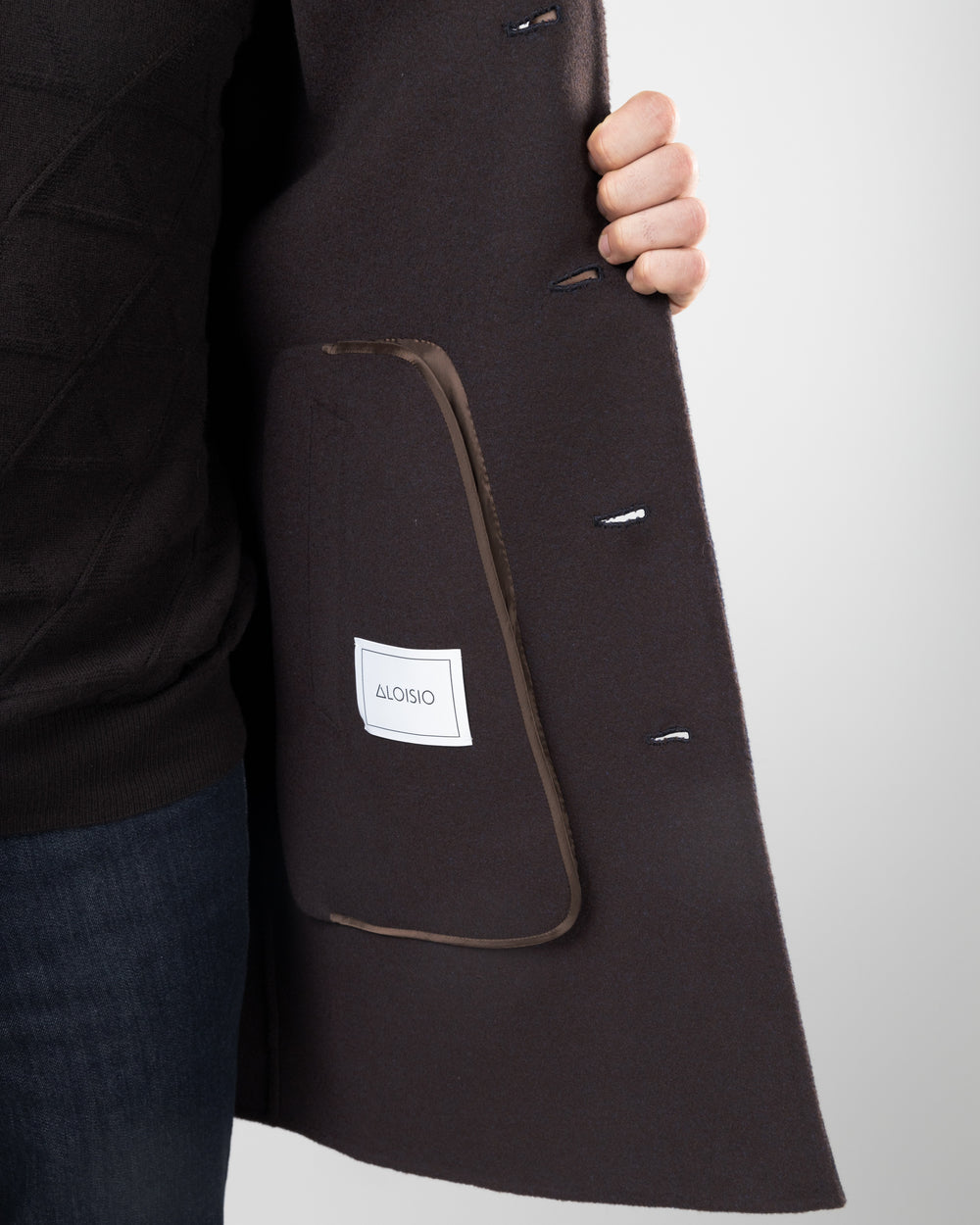 Cortina Cashmere Coat, Dark Blue/Dark Brown