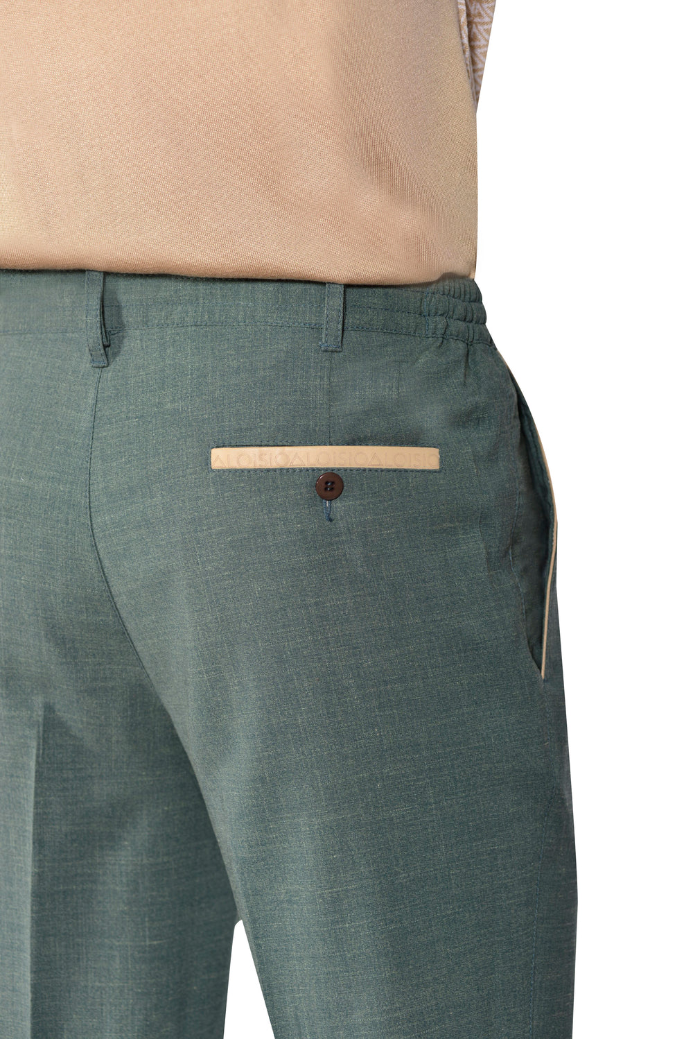 Wave Wool Silk and Linen drawstring Trousers