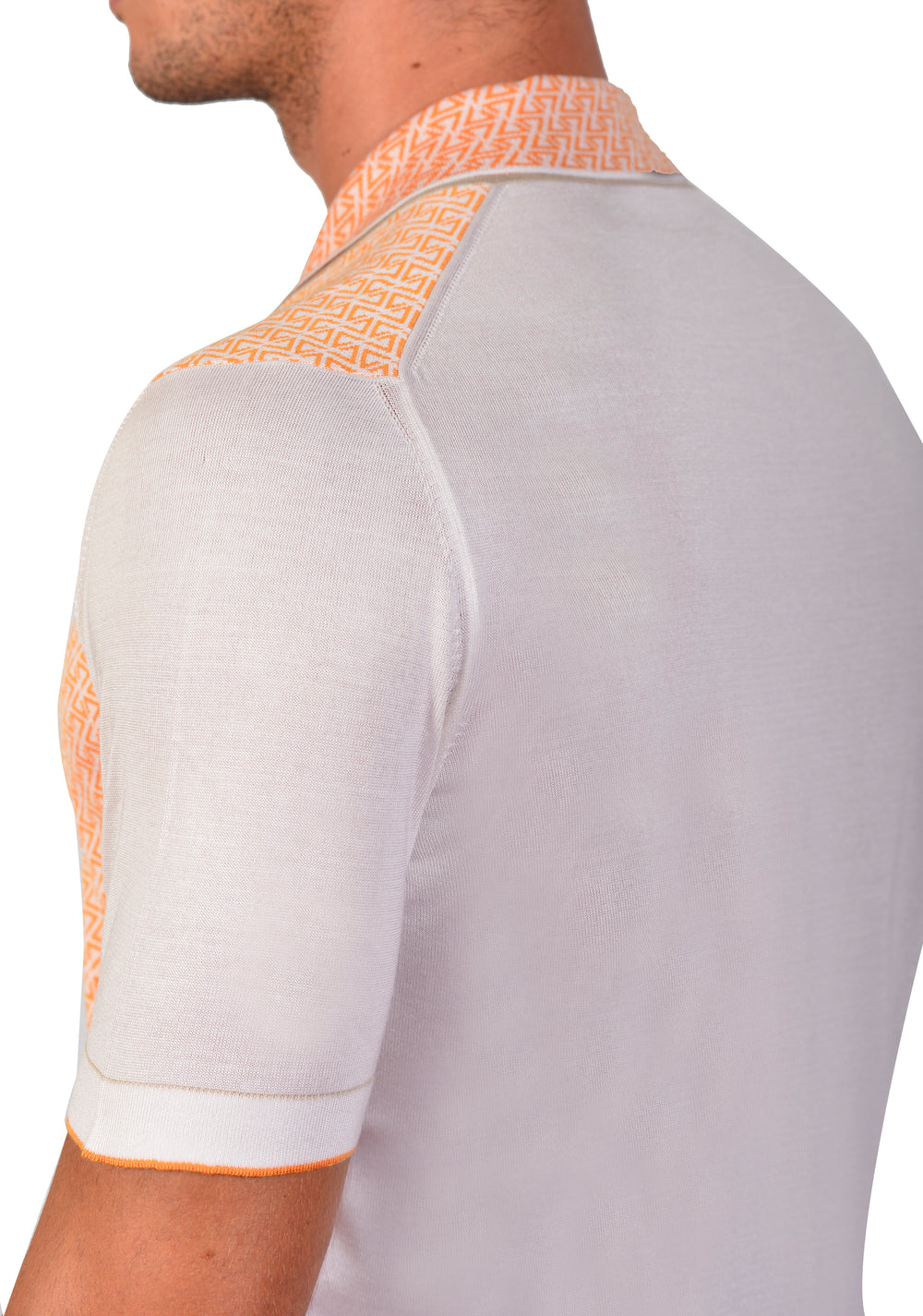 Desert Lily Silk Jacquard V-neck Polo Shirt