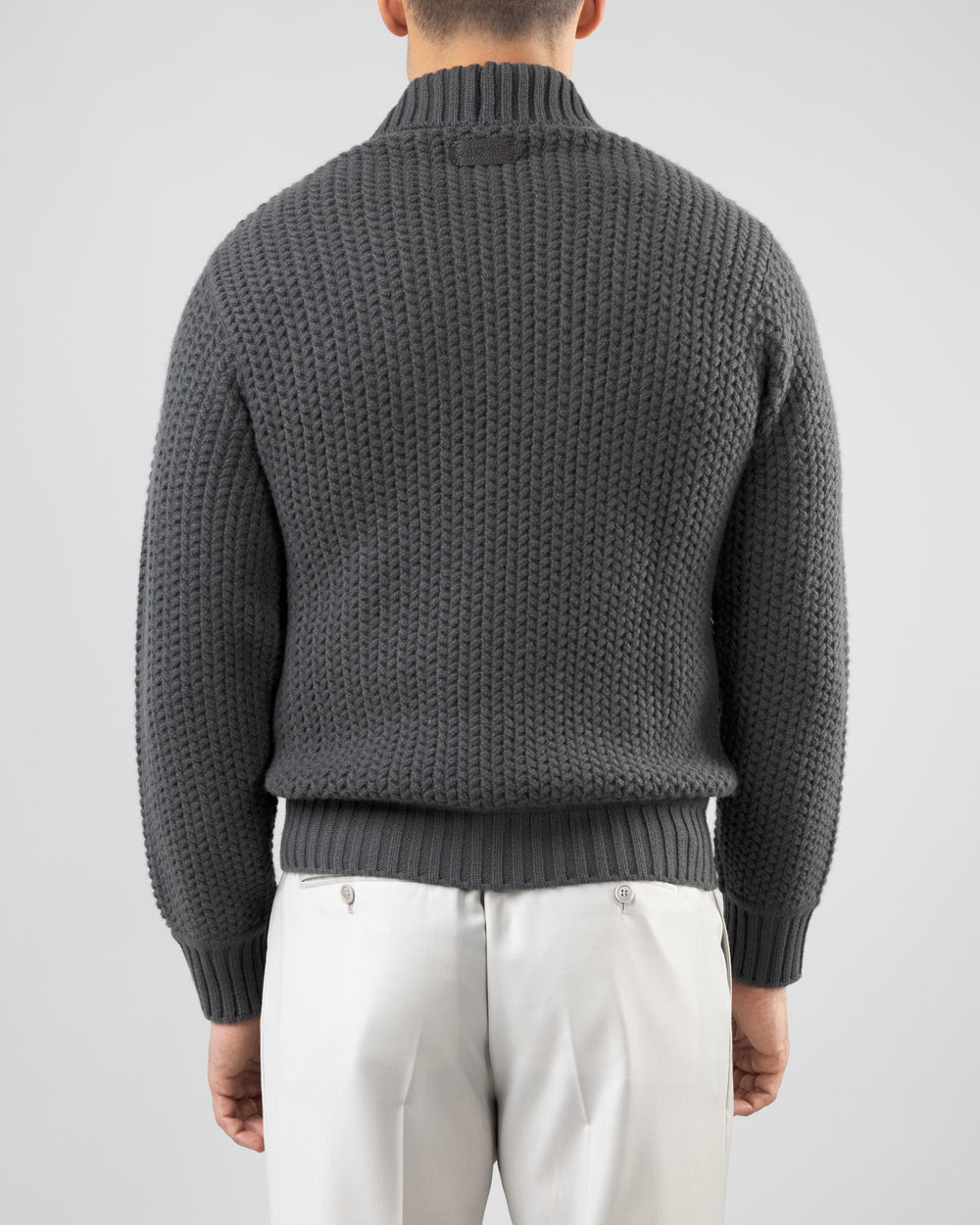 Taiga Shawl Collar V-neck Pullover in Cashmere, Drill Grey