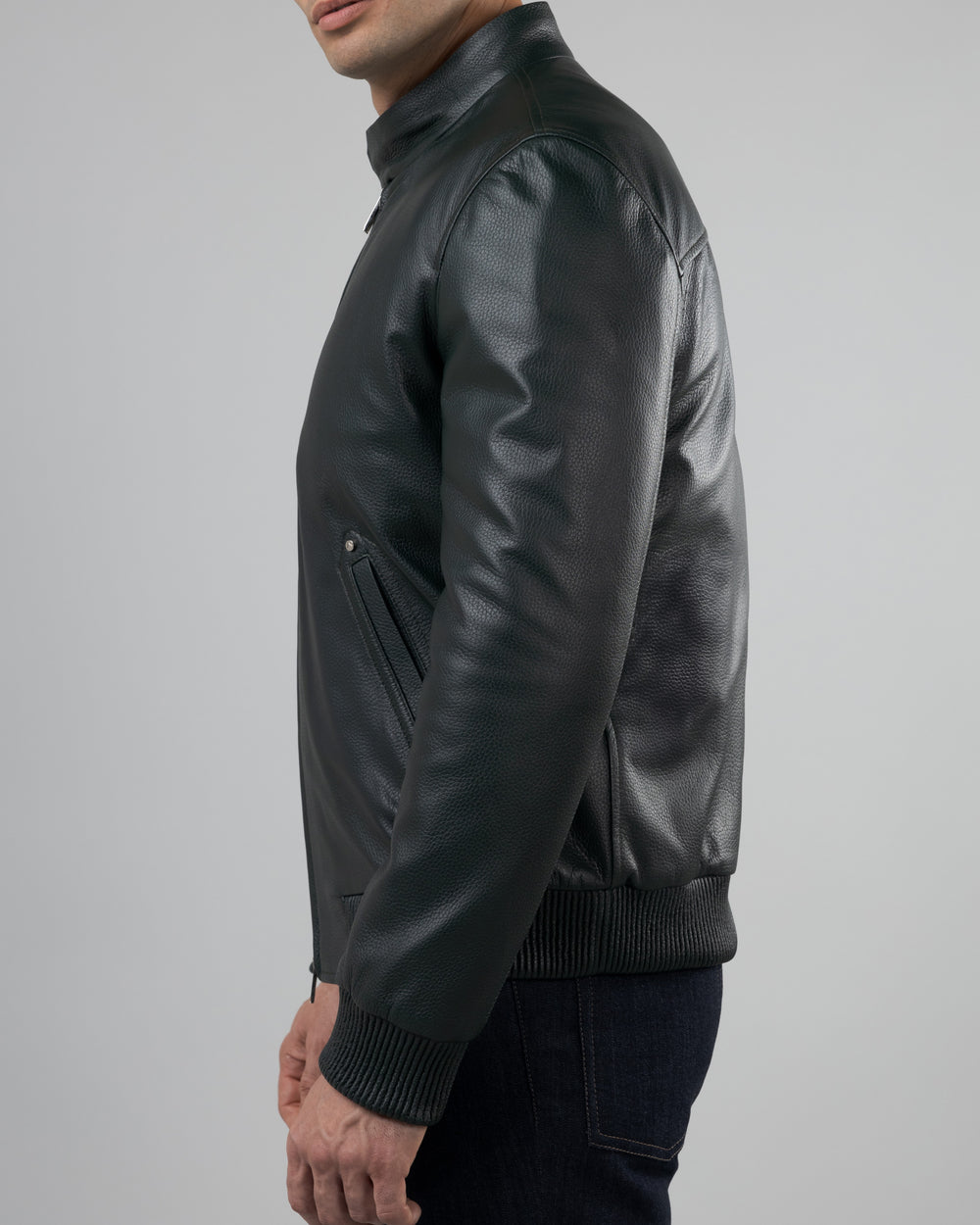 Zurich Deerskin Leather Biker Jacket, Emerald