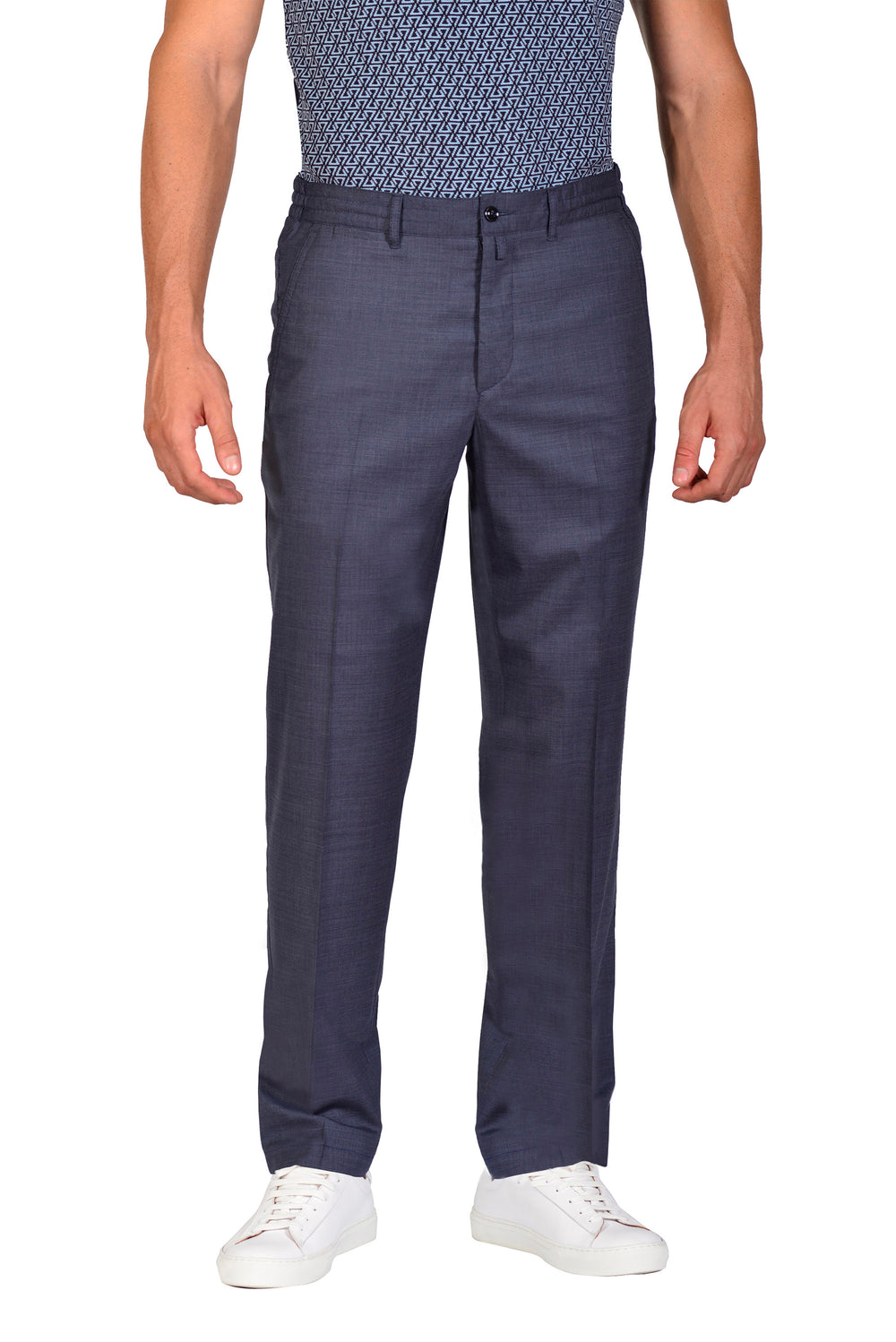 Wave Wool and Silk drawstring Trousers
