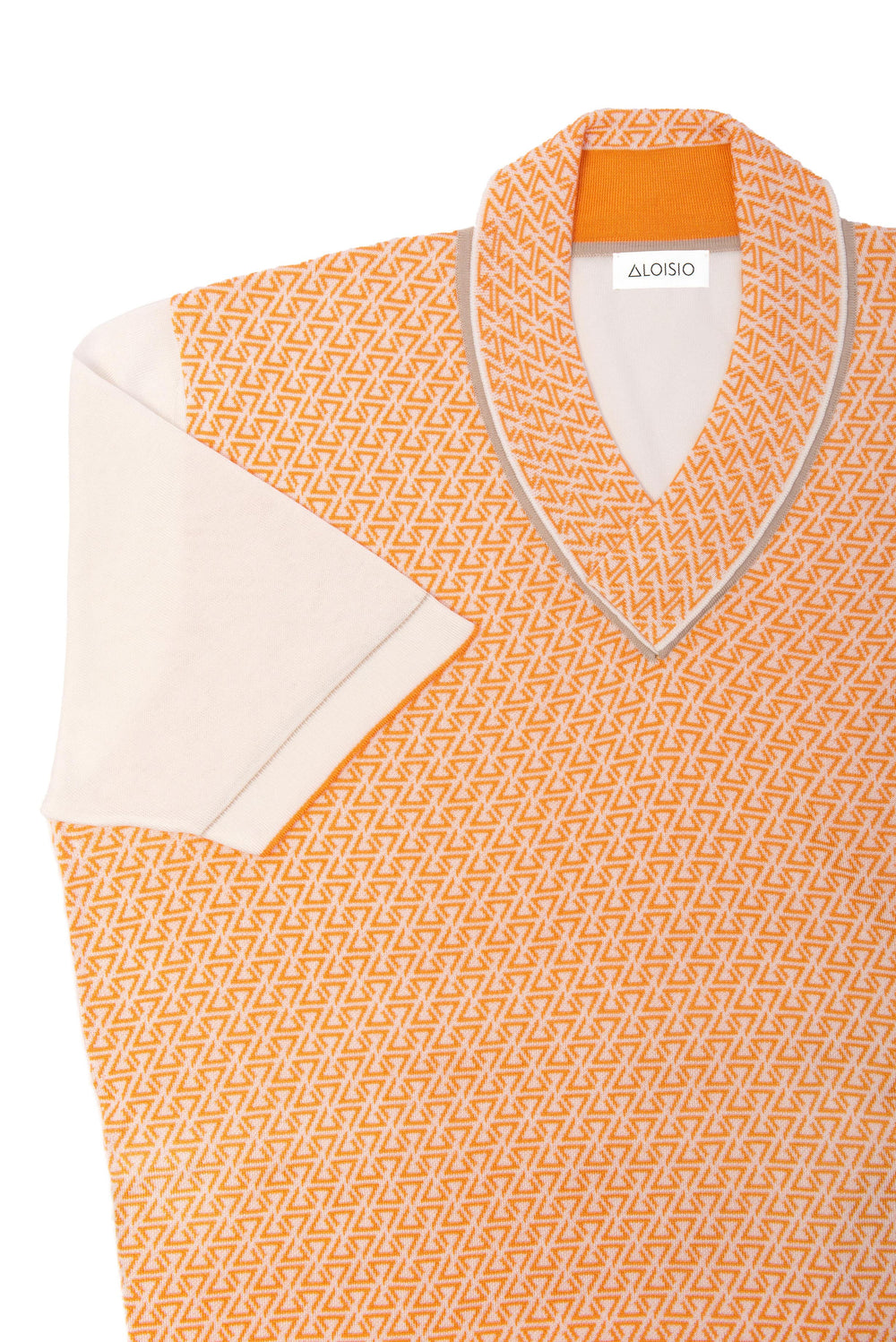 Desert Lily Silk Jacquard V-neck Polo Shirt