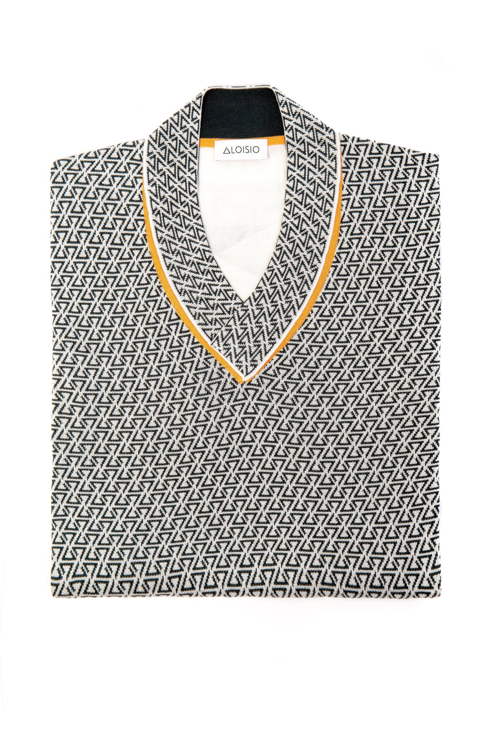 Desert Lily Silk Jacquard V-neck Polo Shirt