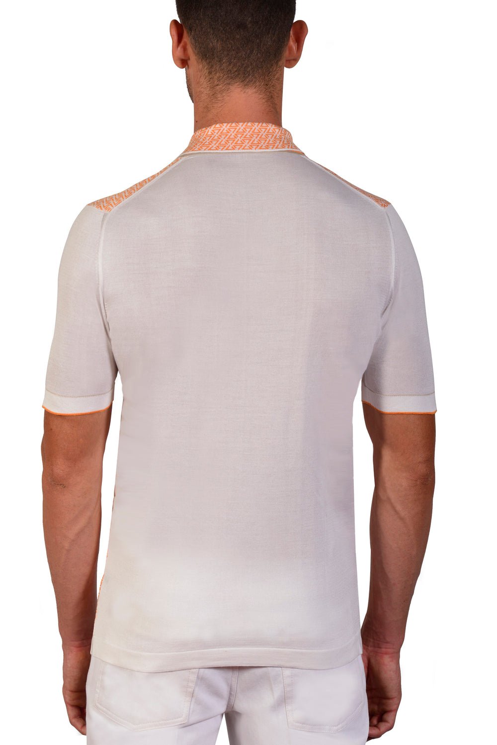 Desert Lily Silk Jacquard V-neck Polo Shirt