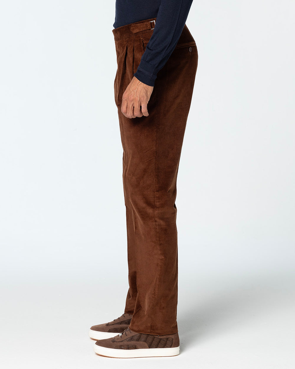 Affectus Double Pleated Corduroy Trousers, Chestnut Brown