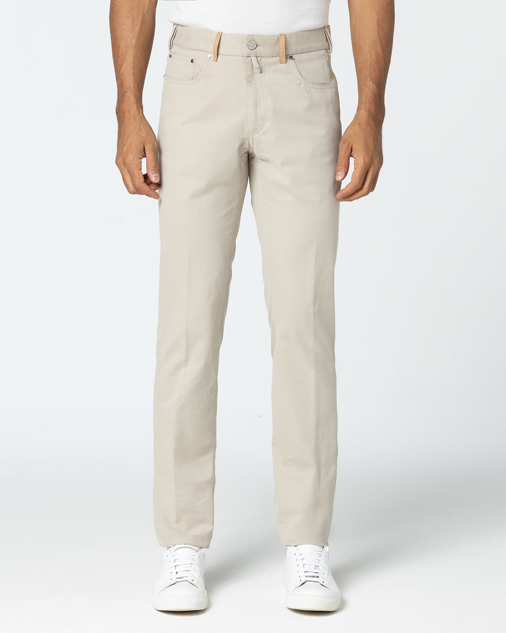 Animus Five-Pocket Cotton and Cashmere Trousers, Ivory