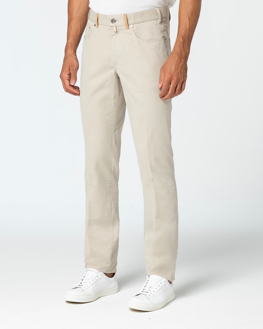 Animus Five-Pocket Cotton and Cashmere Trousers, Ivory