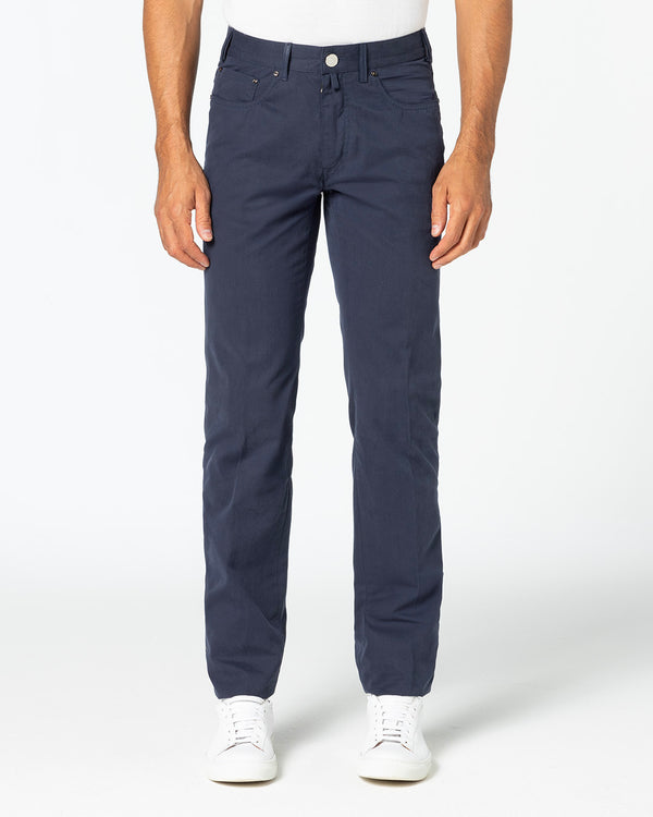 Animus Five-Pocket Cotton and Cashmere Trousers, Navy Blue