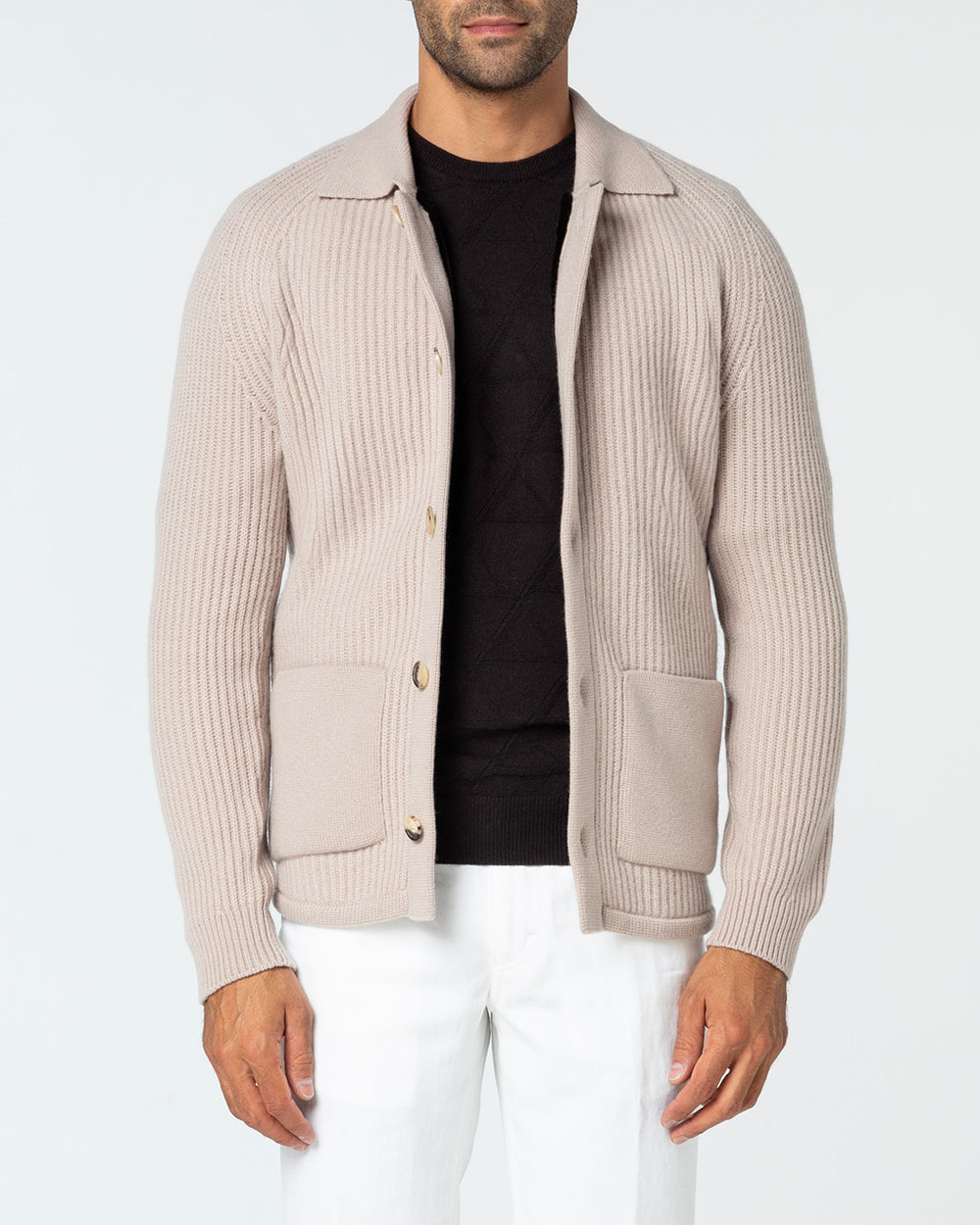 Dilectio Knitted Jacket with Mink Lining, Sand