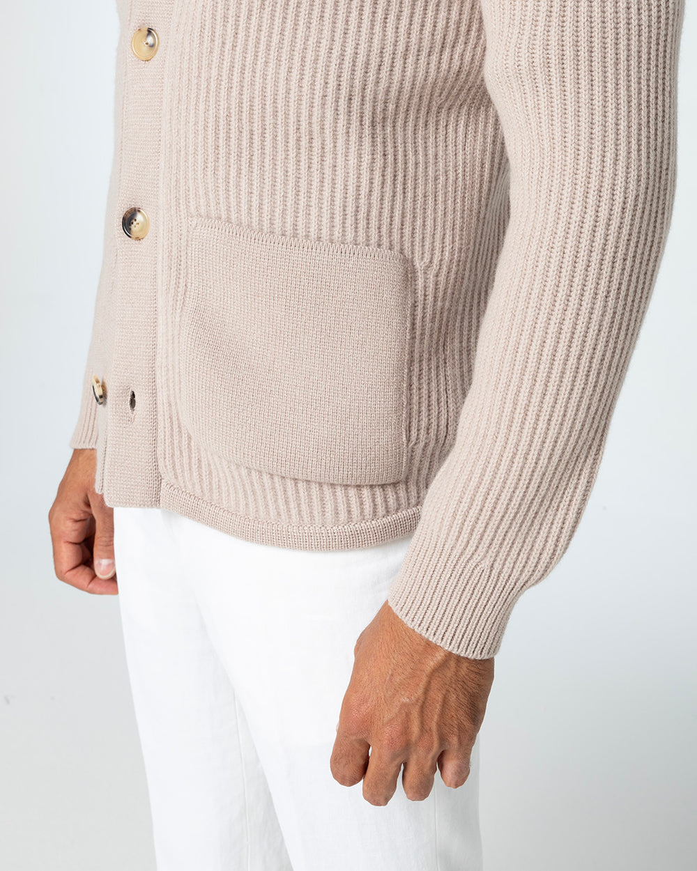 Dilectio Knitted Jacket with Mink Lining, Sand