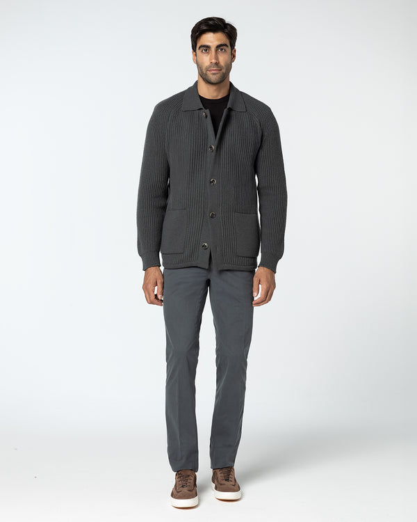 Dilectio Knitted Jacket with Mink Lining, Slate Grey