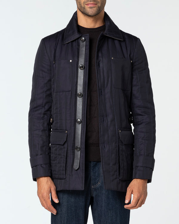 Fortis Silk and Virgin Wool Quilted Jacket, Navy Blue