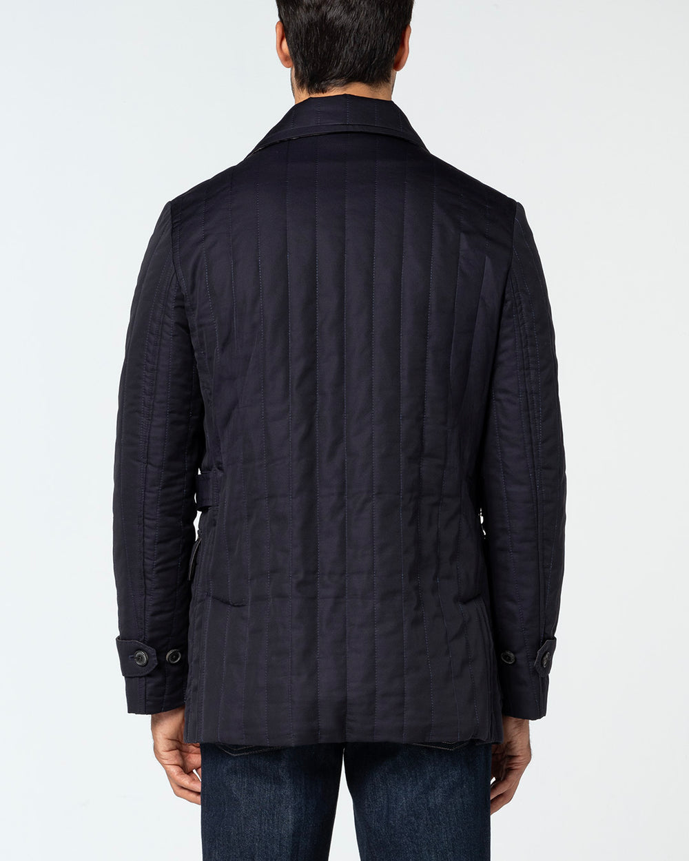 Fortis Silk and Virgin Wool Quilted Jacket, Navy Blue