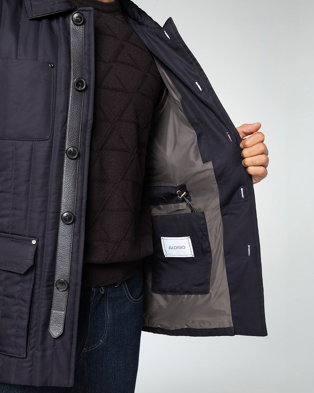 Fortis Silk and Virgin Wool Quilted Jacket, Navy Blue