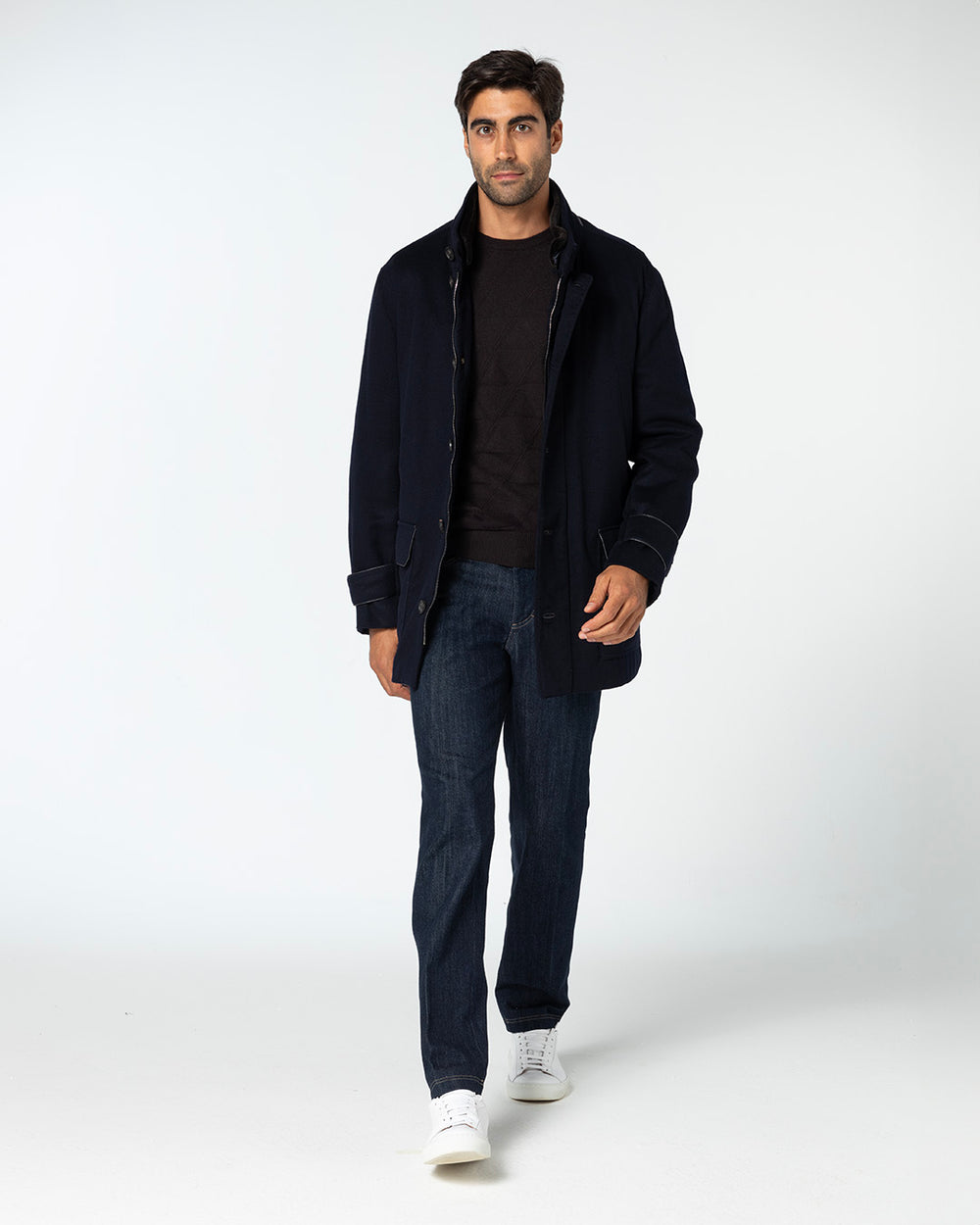 Faustus Cashmere Parka with Mink Lining, Midnight Blue