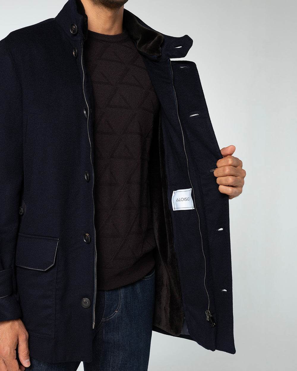 Faustus Cashmere Parka with Mink Lining, Midnight Blue