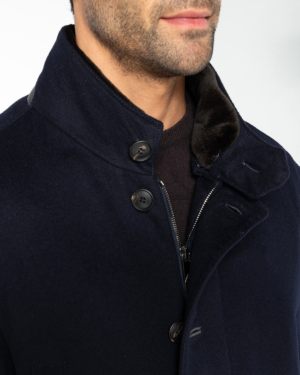 Faustus Cashmere Parka with Mink Lining, Midnight Blue