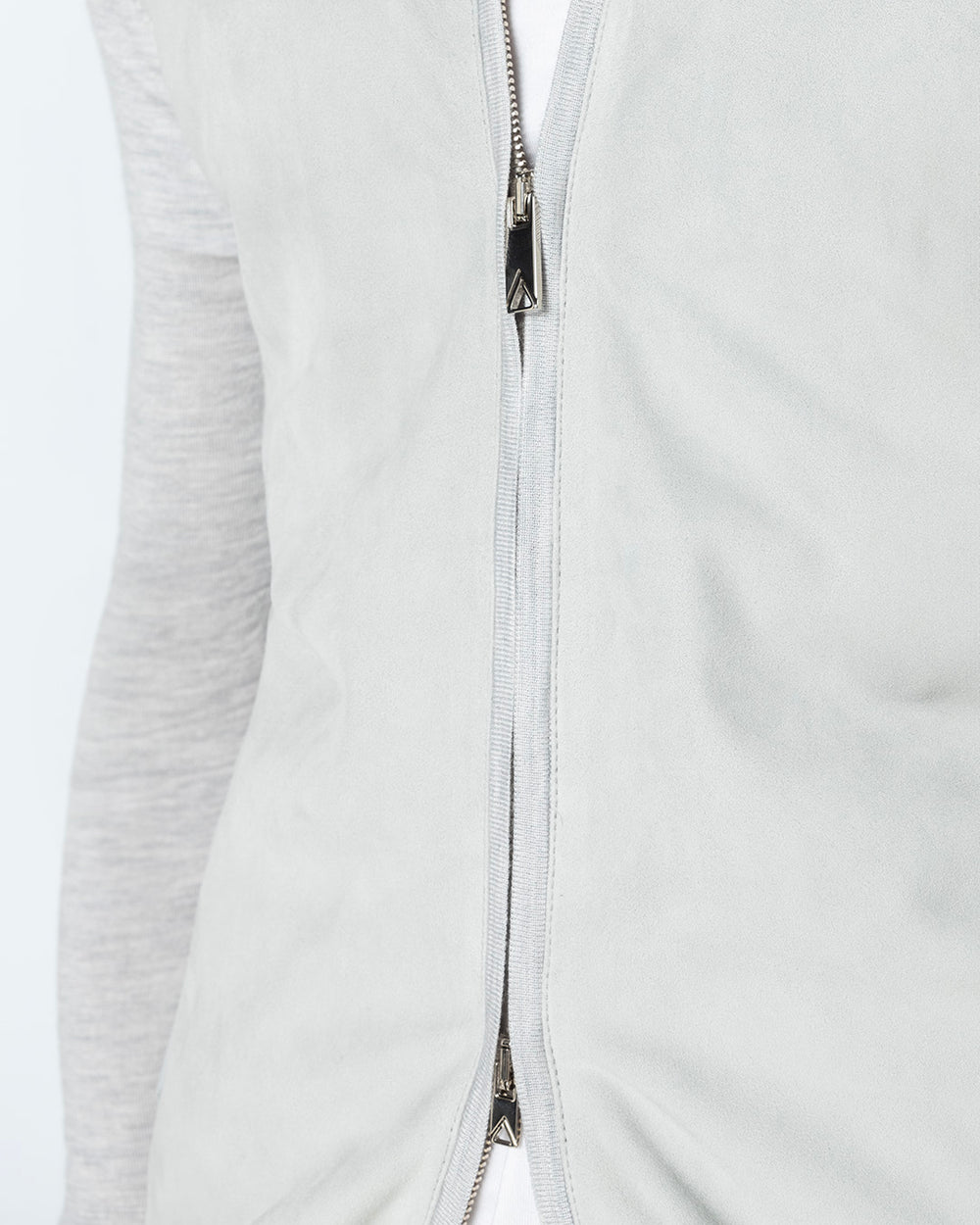 Gaudium Cashmere and Silk Cardigan with Suede Front, Pearl Grey