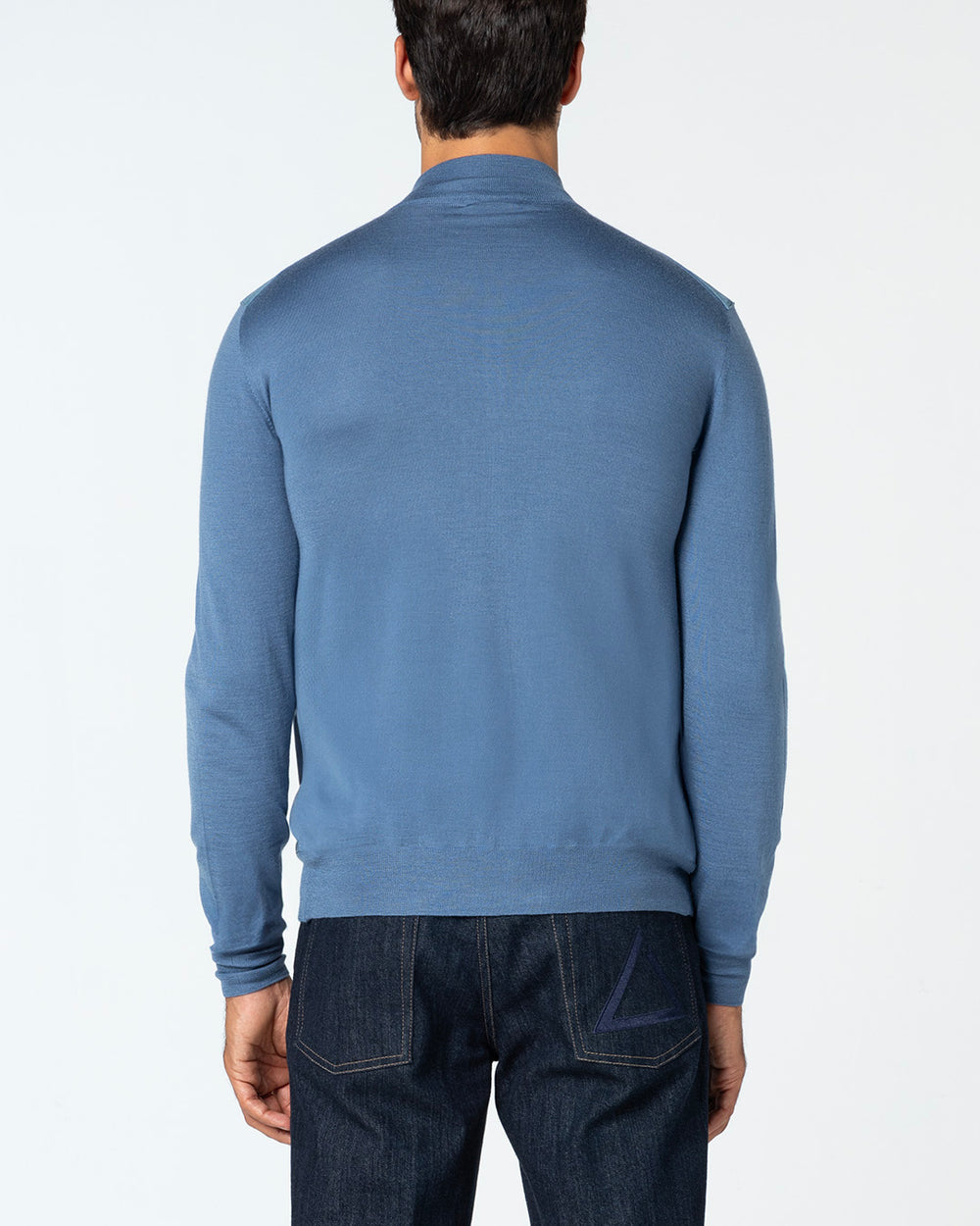 Gaudium Cashmere and Silk Cardigan with Suede Front, Blu Polvere