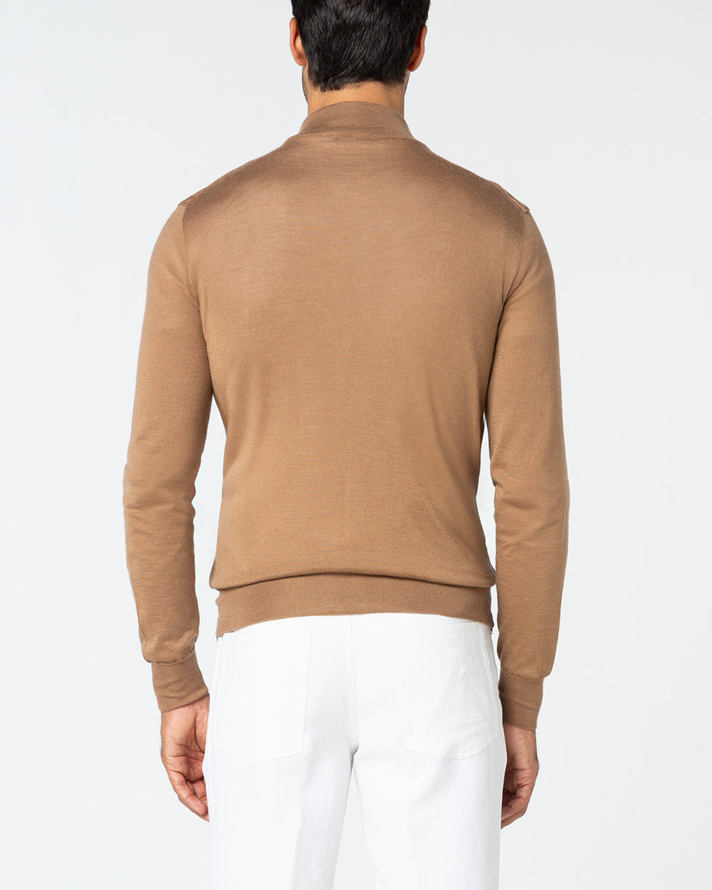 Gaudium Cashmere and Silk Cardigan with Suede Front, Camel