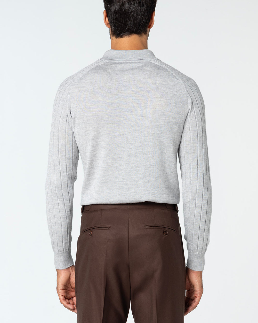 Honorus Cashmere and Silk Ribbed Polo, Ash Grey