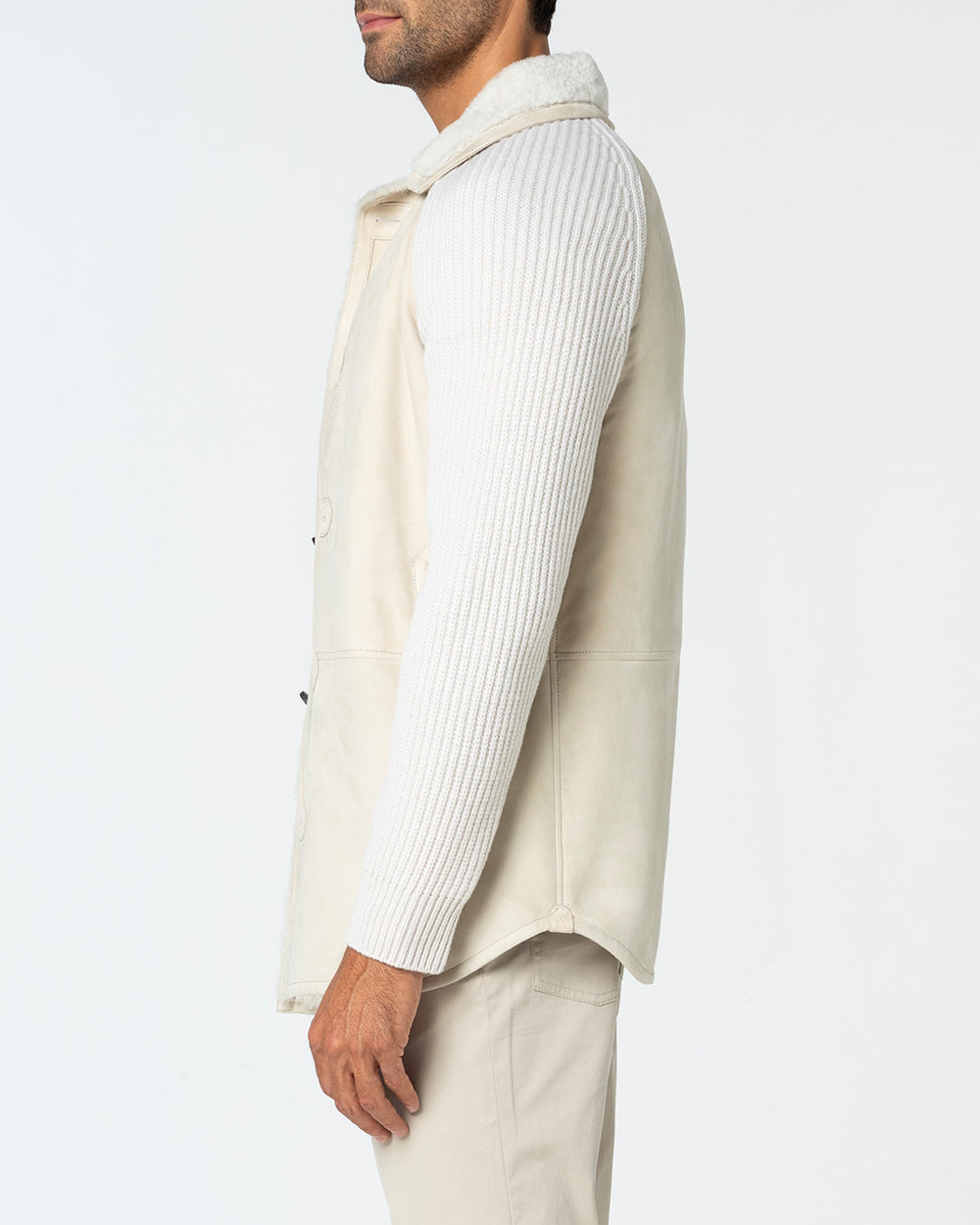 Laetus Shearling Shirt in Lambskin and Cashmere, Sand