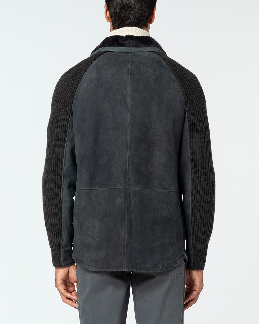 Laetus Shearling Shirt in Lambskin and Cashmere, Ash Grey