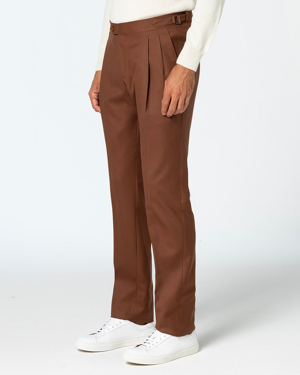 Paximus Double Pleated Trousers in 130s Wool, Cinnamon