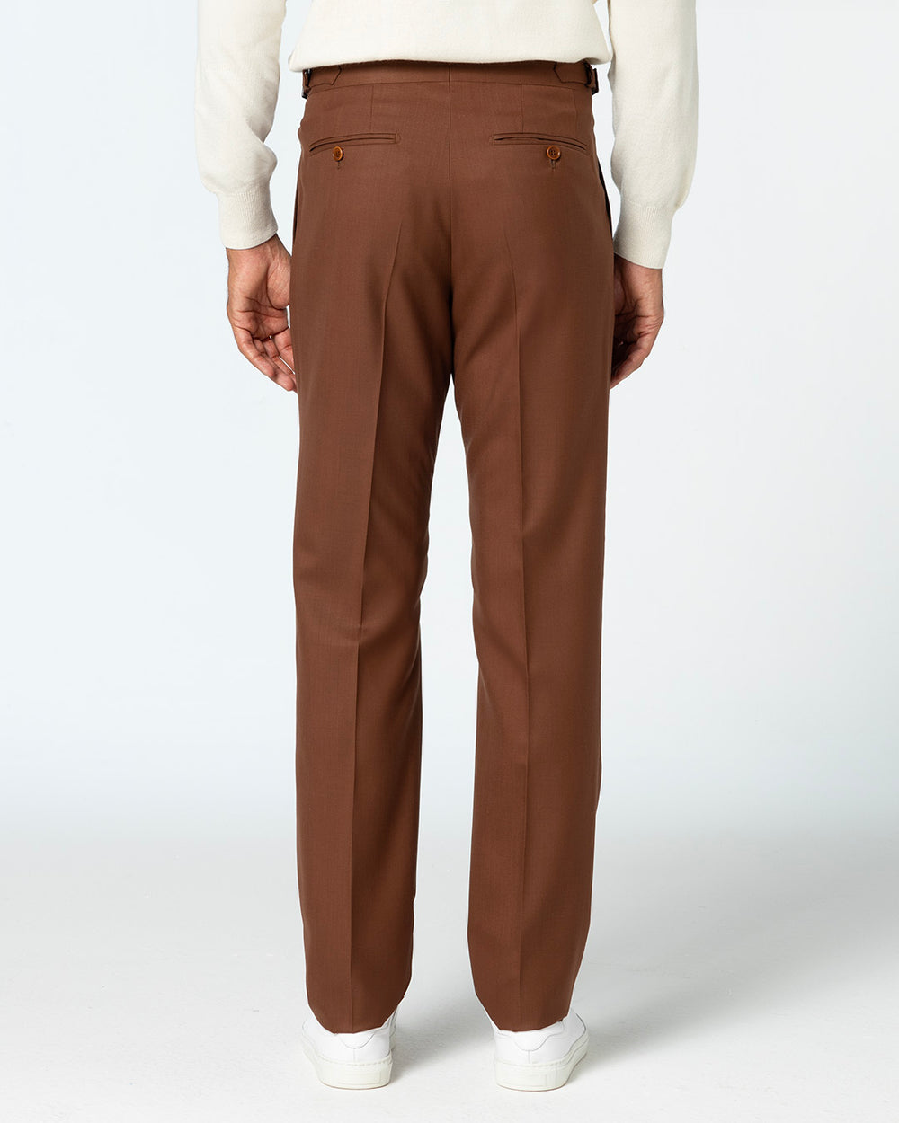 Paximus Double Pleated Trousers in 130s Wool, Cinnamon