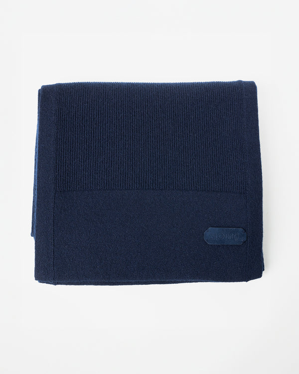 Spes Ribbed Cashmere Scarf, Midnight Blue