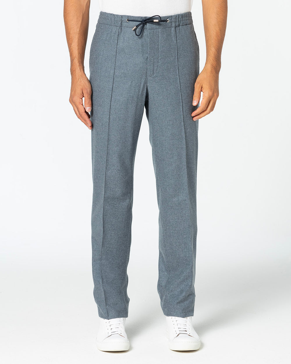 Serenis Wool, Silk and Cashmere Drawstring Trousers, Charcoal