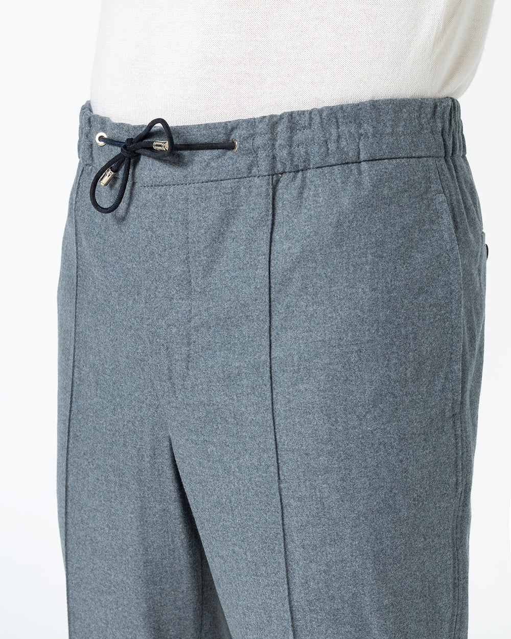 Serenis Wool, Silk and Cashmere Drawstring Trousers, Charcoal