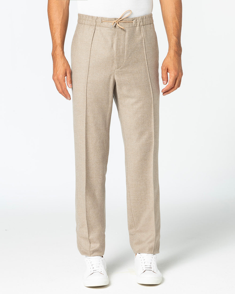 Serenis Wool and Cashmere Drawstring Trousers, Sand