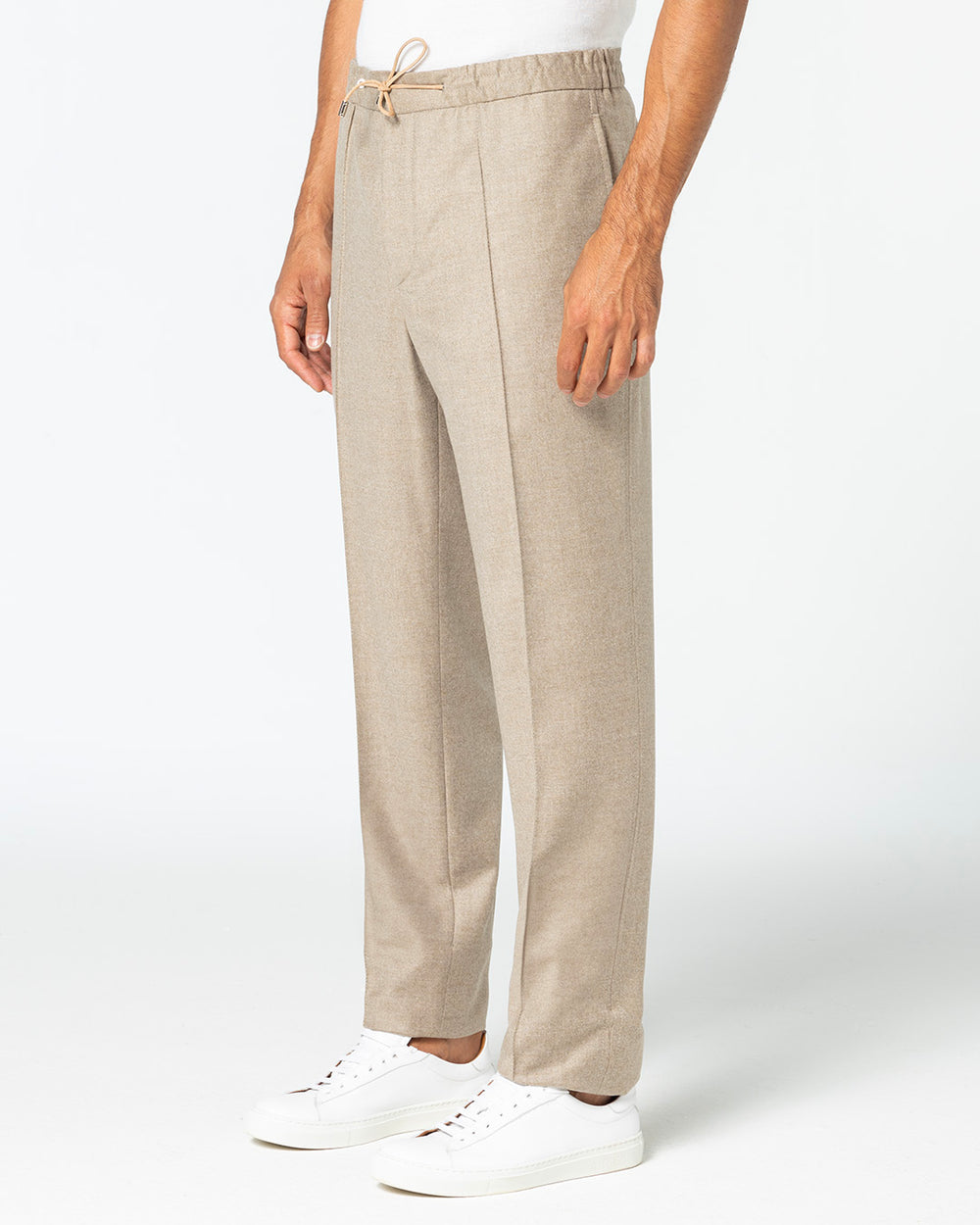 Serenis Wool and Cashmere Drawstring Trousers, Sand