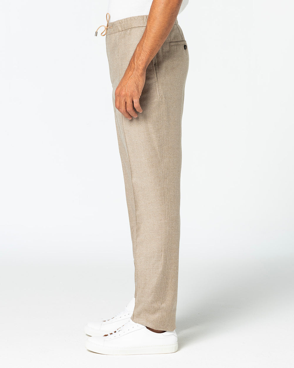 Serenis Wool and Cashmere Drawstring Trousers, Sand