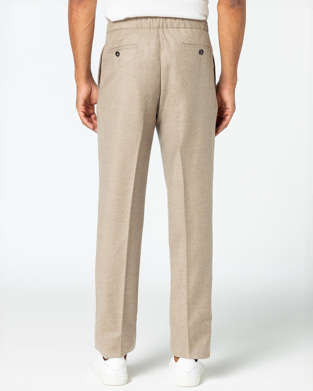 Serenis Wool and Cashmere Drawstring Trousers, Sand