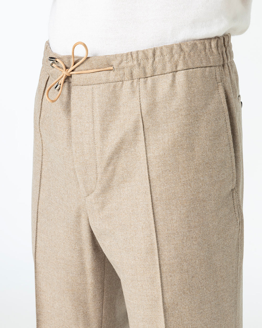 Serenis Wool and Cashmere Drawstring Trousers, Sand