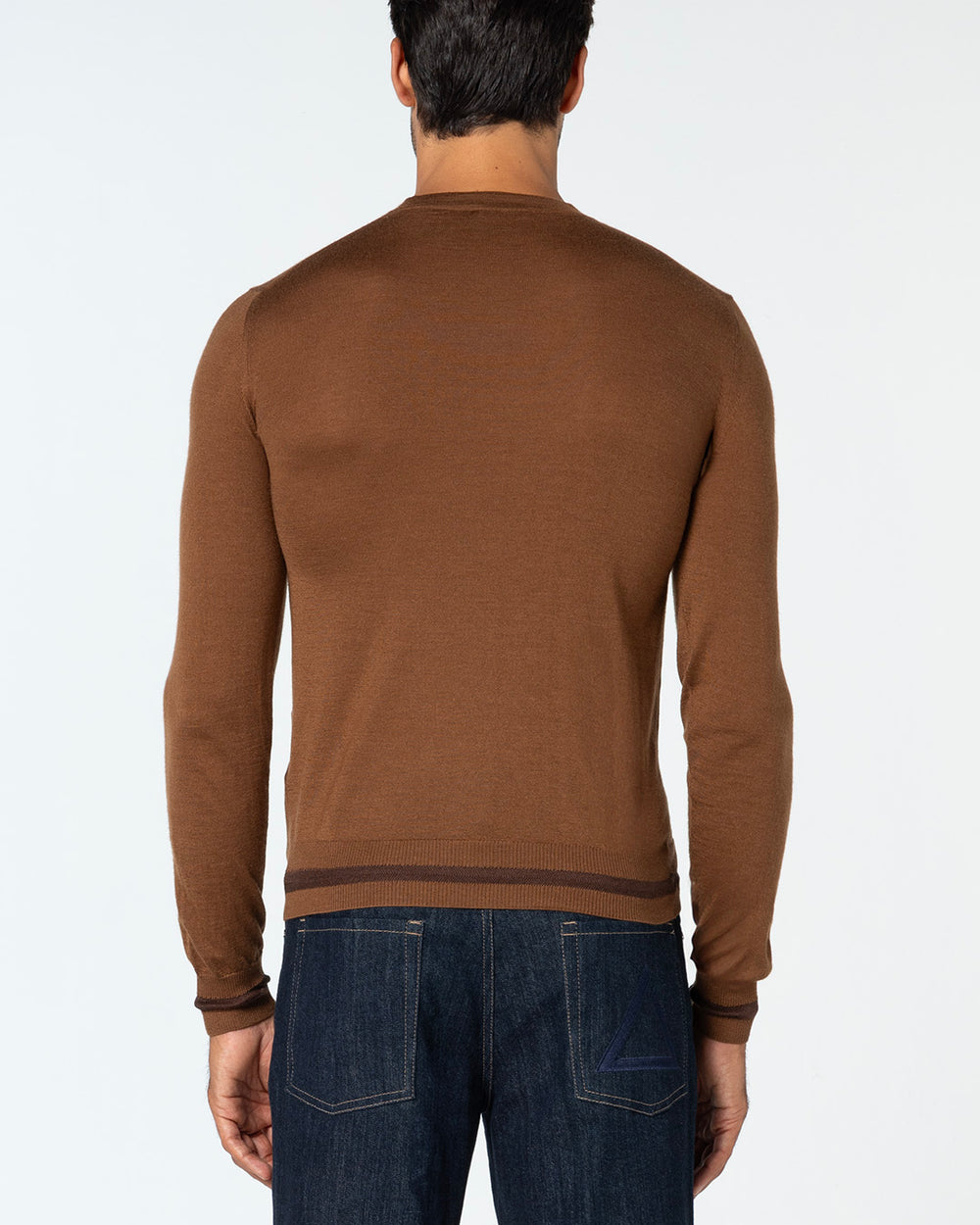 Veritas Cashmere and Silk Crewneck, Tobacco