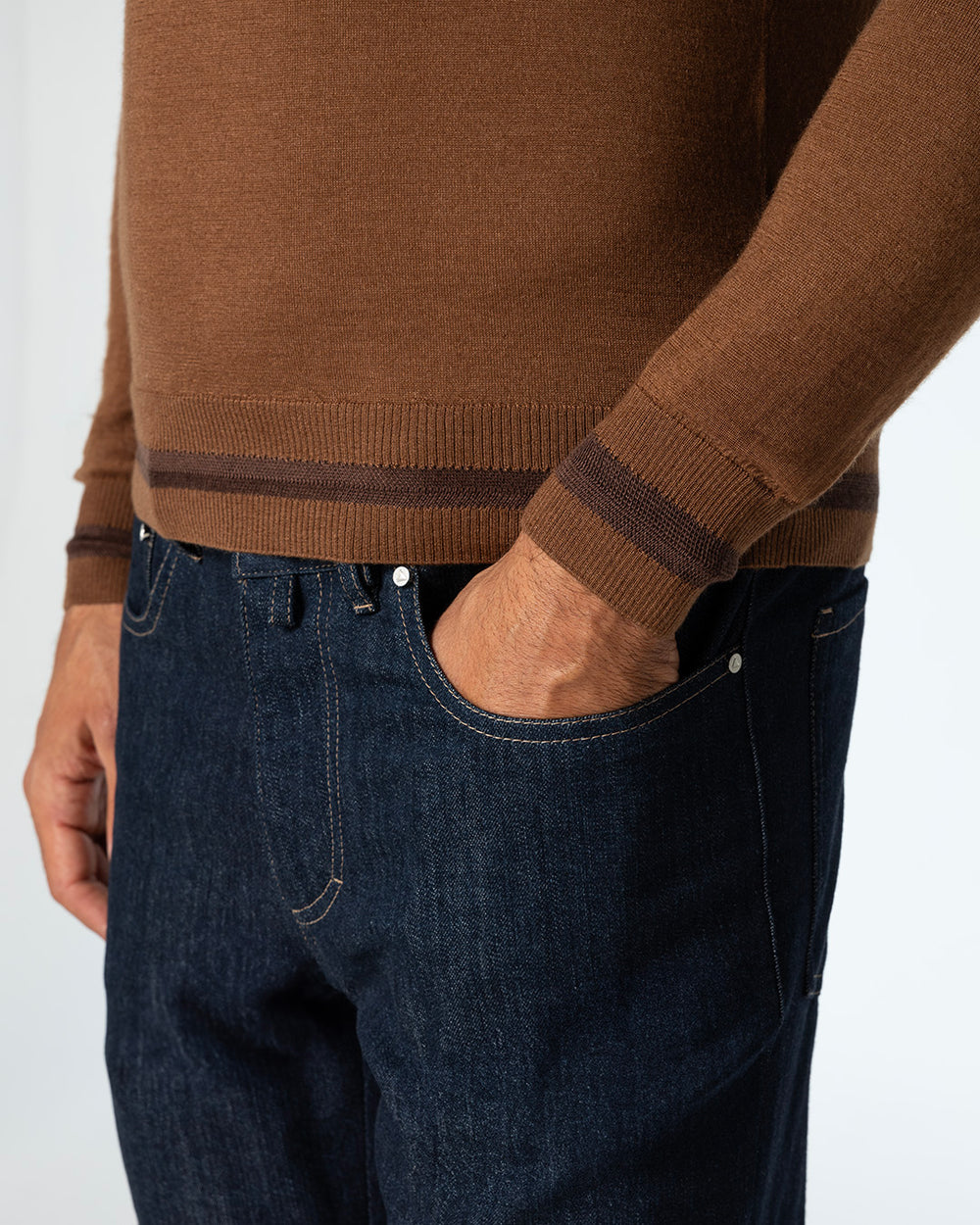 Veritas Cashmere and Silk Crewneck, Tobacco