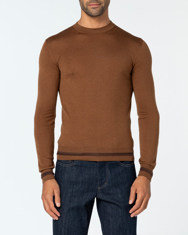 Veritas Cashmere and Silk Crewneck, Tobacco