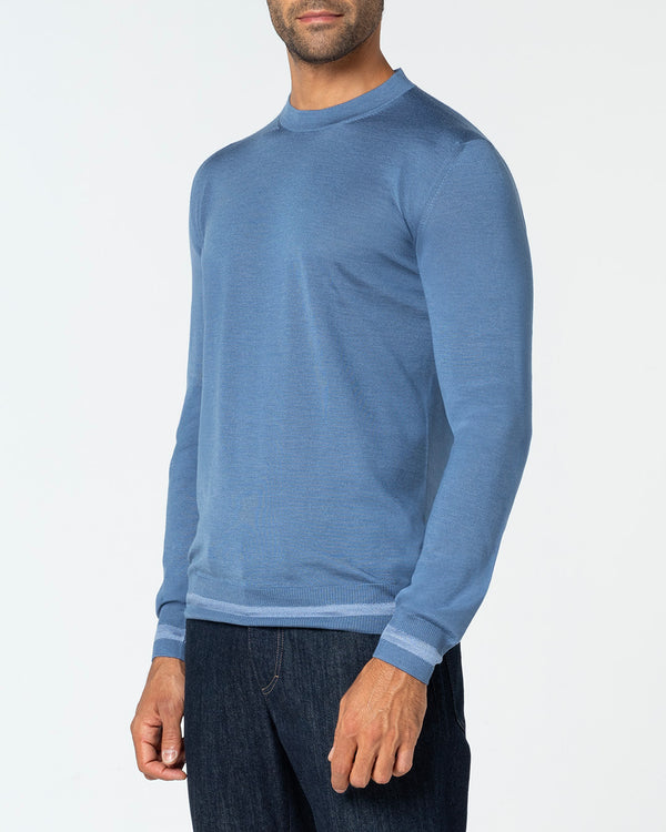 Veritas Cashmere and Silk Crewneck, Aviation Blue