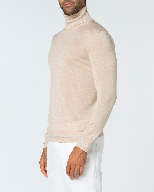 Virtus Cashmere and Silk Turtleneck, Sand