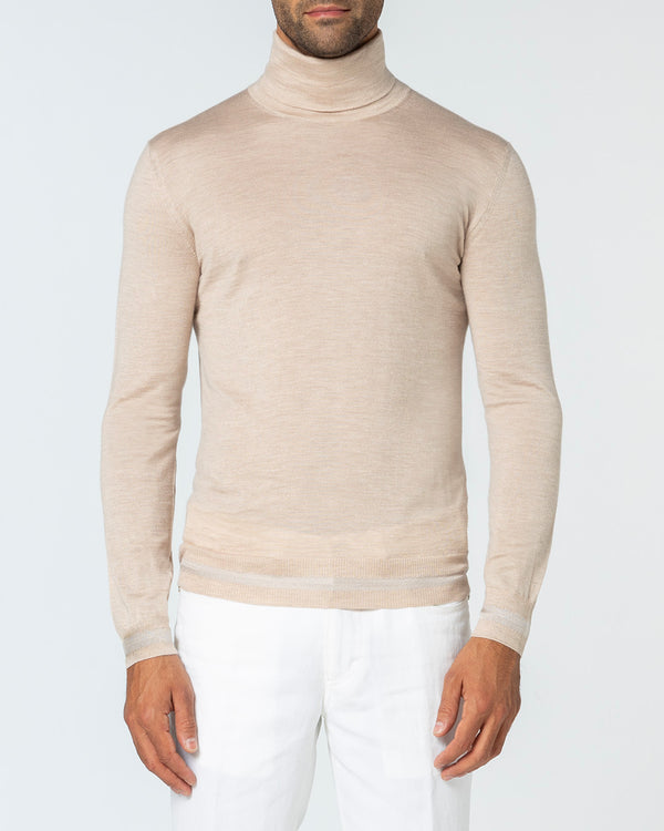 Virtus Cashmere and Silk Turtleneck, Sand