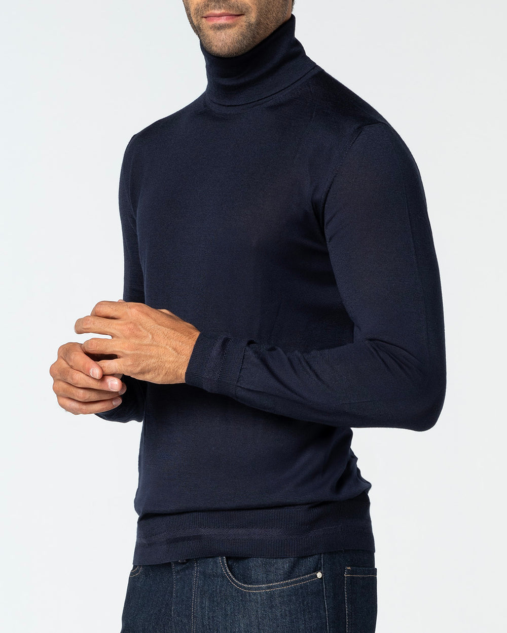 Virtus Cashmere and Silk Turtleneck, Midnight Blue